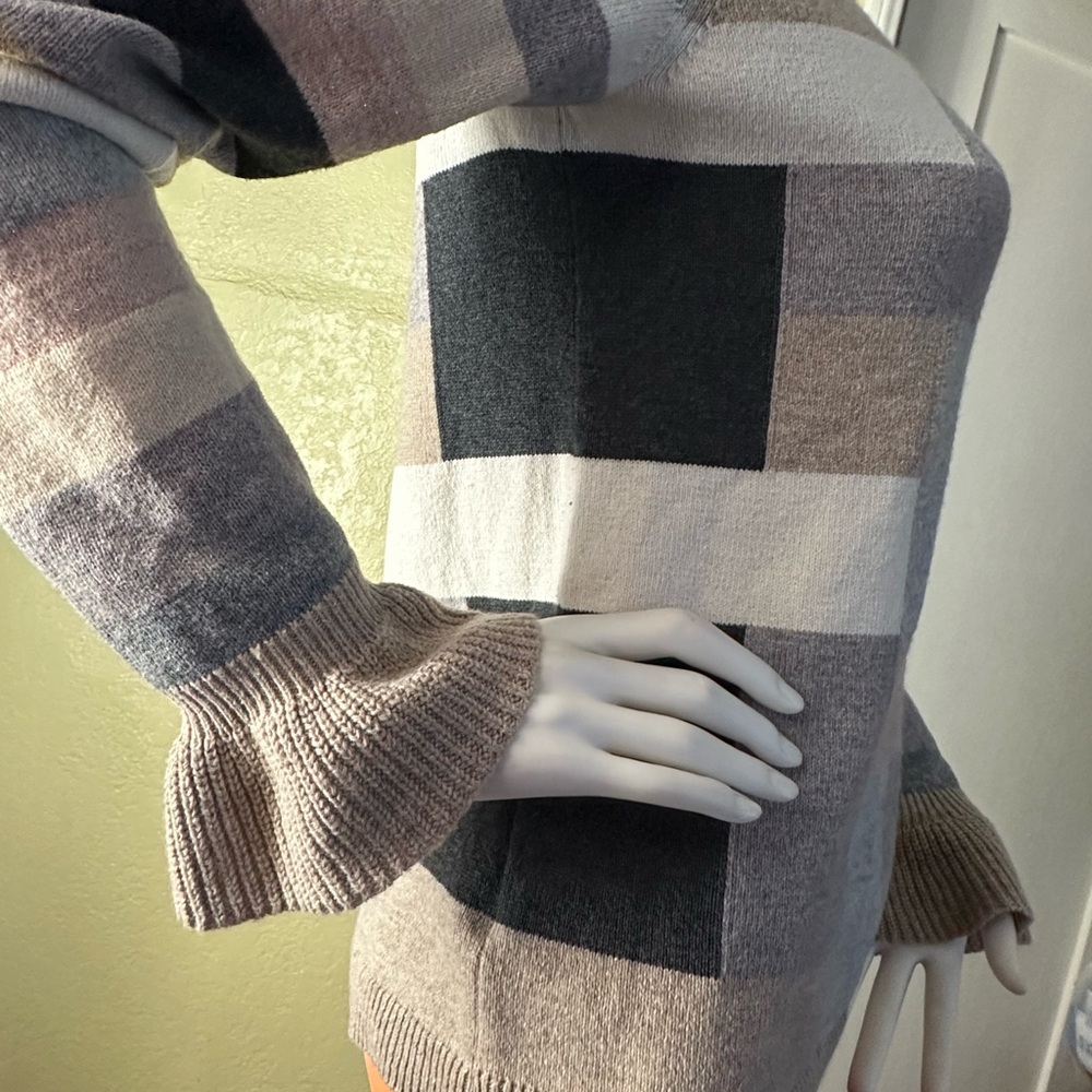 Loft Multicolor Patchwork Crew Neck Sweater - image 2